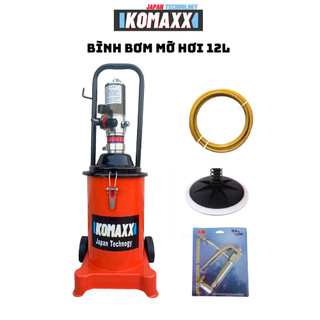 Máy bơm mỡ khí nén KOMAX Japan bơm mỡ bò bằng hơi dung tích 12L và 35L bình bơm mỡ rửa xe di động
