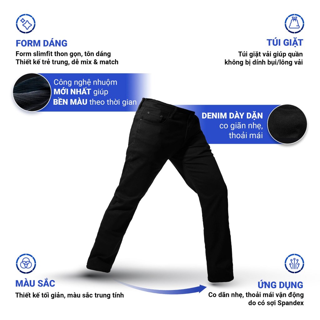 Quần Jeans Deep Black Old Sailor - 6900 - Big size upto 44