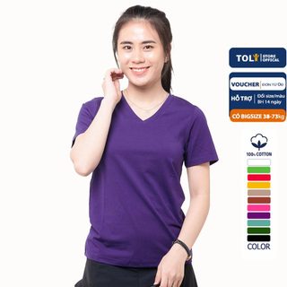 Áo thun trơn nữ cổ tim TOLI 16 màu Form vừa dáng suông, vải cotton 4 chiều mềm mịn - BSA01