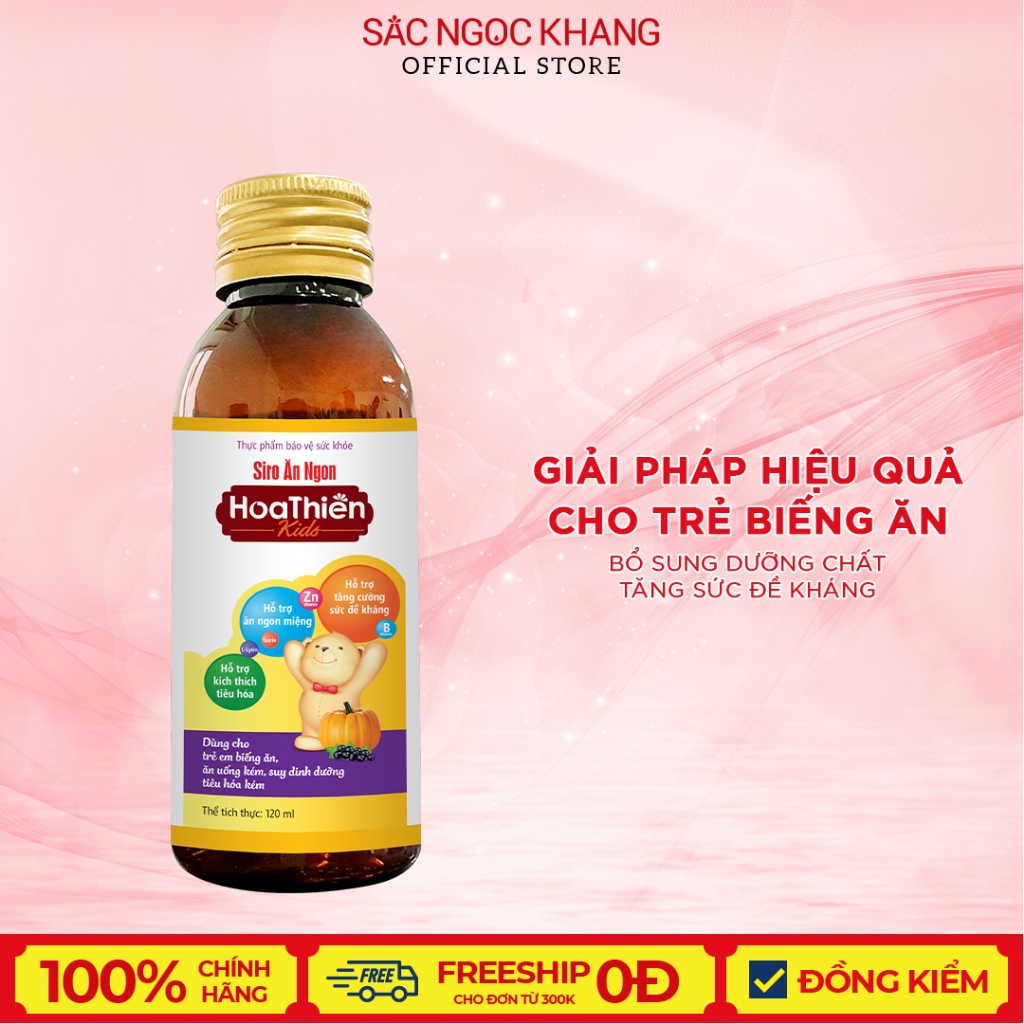 Siro ăn ngon Hoa Thiên chai 120ml giúp bé ăn ngon, hổ trợ phát triển trí não, tăng sức đề kháng của bé