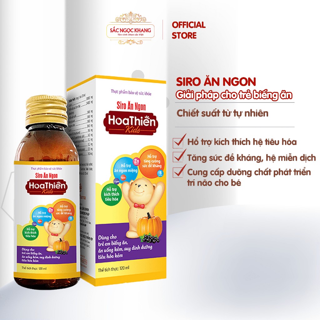 Siro ăn ngon Hoa Thiên chai 120ml giúp bé ăn ngon, hổ trợ phát triển trí não, tăng sức đề kháng của bé