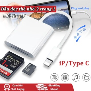 Đầu đọc thẻ nhớ SD TF 2 trong 1 dành cho ip11 Pro Xs Max 12 13 14 15 Pro Max cho android Type-C Tốc độ cao