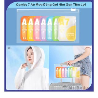 Combo 7 Bộ Áo Mưa (Set 7 Màu Sắc) Dùng Một Lần Dày Dặn Đóng Gói Nhỏ Gọn Chống Thấm Nước