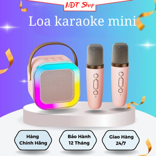 Loa Bluetooth Karaoke Mini 2 mic K12 công suất 10W, không dây