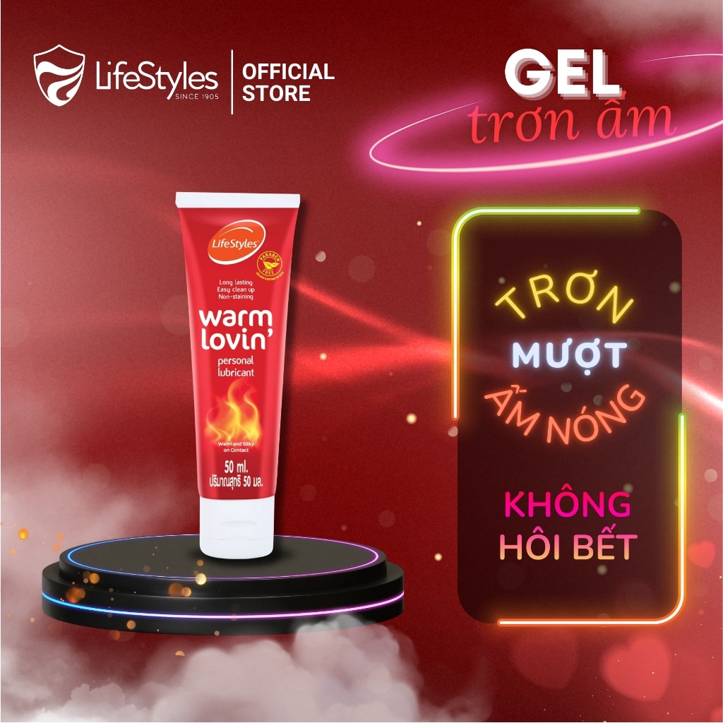 Gel bôi trơn LifeStyles Warm Lovin' tăng cảm giác ấm nóng không chứa Paraben 50ml