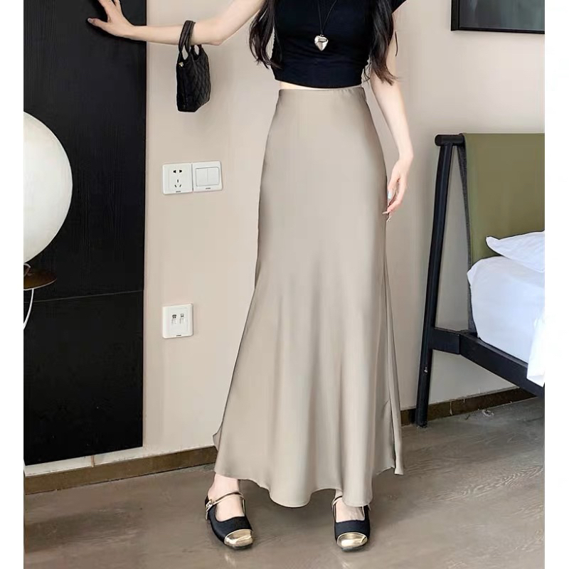 Chân váy lụa đuôi cá màu basic dáng dài chất mềm mịn sang chảnh thanh lịch SELYY CV202 | BigBuy360 - bigbuy360.vn