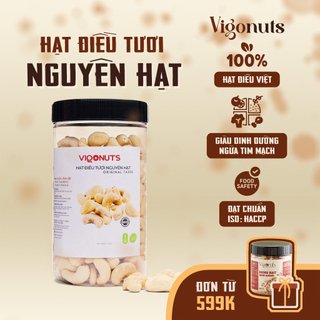 Hạt Điều Tươi Nguyên Hạt Vigonuts Đạt Chuẩn Xuất Khẩu Nhân Trắng Dùng Làm Sữa Hạt Nấu ăn tốt cho mẹ bầu, bé - Hộp 500g