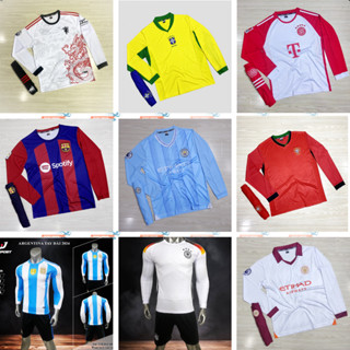 Bộ quần áo real madrid tay dài có in đồ đá banh CLB đội tuyển quốc gia vải thun cao cấp mẫu mới 2025