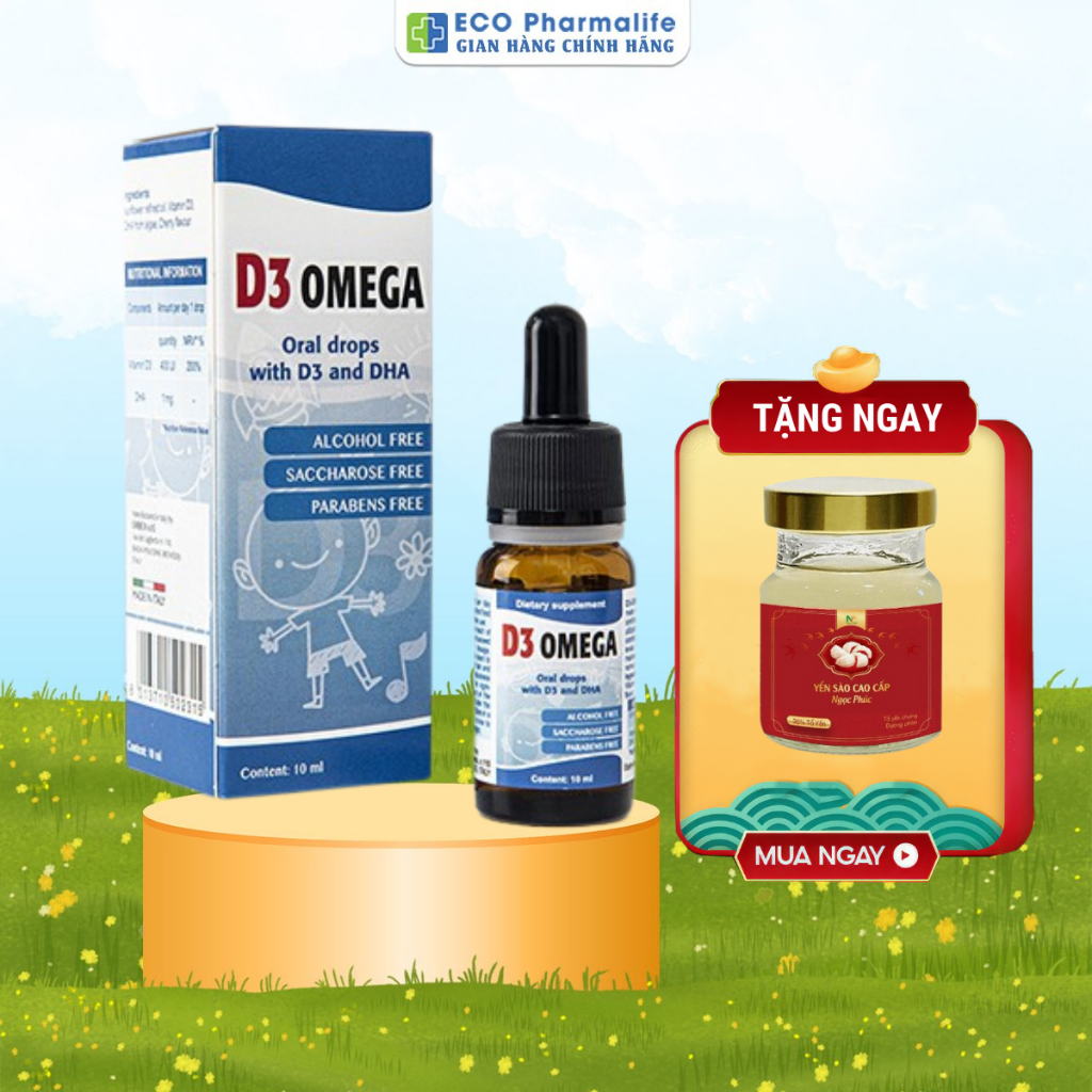 Siro D3 Omega (10 ml)- Bổ sung Vitamin D3 và DHA giúp tăng cường hấp thu Canxi và phát triển trí não ở trẻ