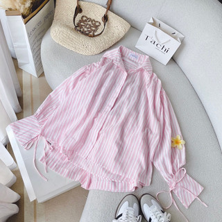 SET SƠ MI KẺ SỌC OVERSIZE + SHORT 2 MÀU