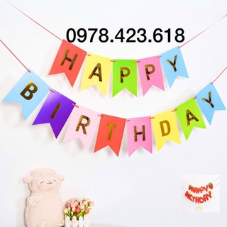 Dây treo sinh nhật Happy Birthday treo trang trí nhà cửa,siêu thị, lớp học - dây Cờ tam giác nhiều màu sắc