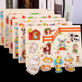  Bảng núm gỗ nhiều chủ đề bảng ghép hình núm gỗ động vật trái cây chữ số giáo dục sớm phát triển trí tuệ 