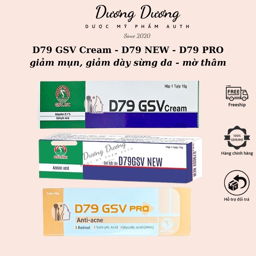 D79 GSV Cream/Pro/New hỗ trợ giảm mụn trứng cá, mụn lưng, dày sừng nang lông 15g