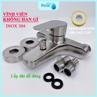 Bộ vòi củ sen tắm nóng lạnh inox SUS 304 xịn tay sen tăng áp nước siêu mạnh không han gỉ Rina RN3010