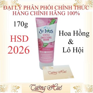 Rửa mặt tẩy da chết st. ives gentle smoothing rose water & aloe vera - 170g