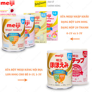 Sữa bột meiji nhập khẩu và nội địa, dạng bột lon 800g/ dạng thanh hộp 20 thanh