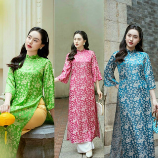 [SALE 50%]_VẢI ÁO DÀI GẤM LỤA HOA ĐÀO