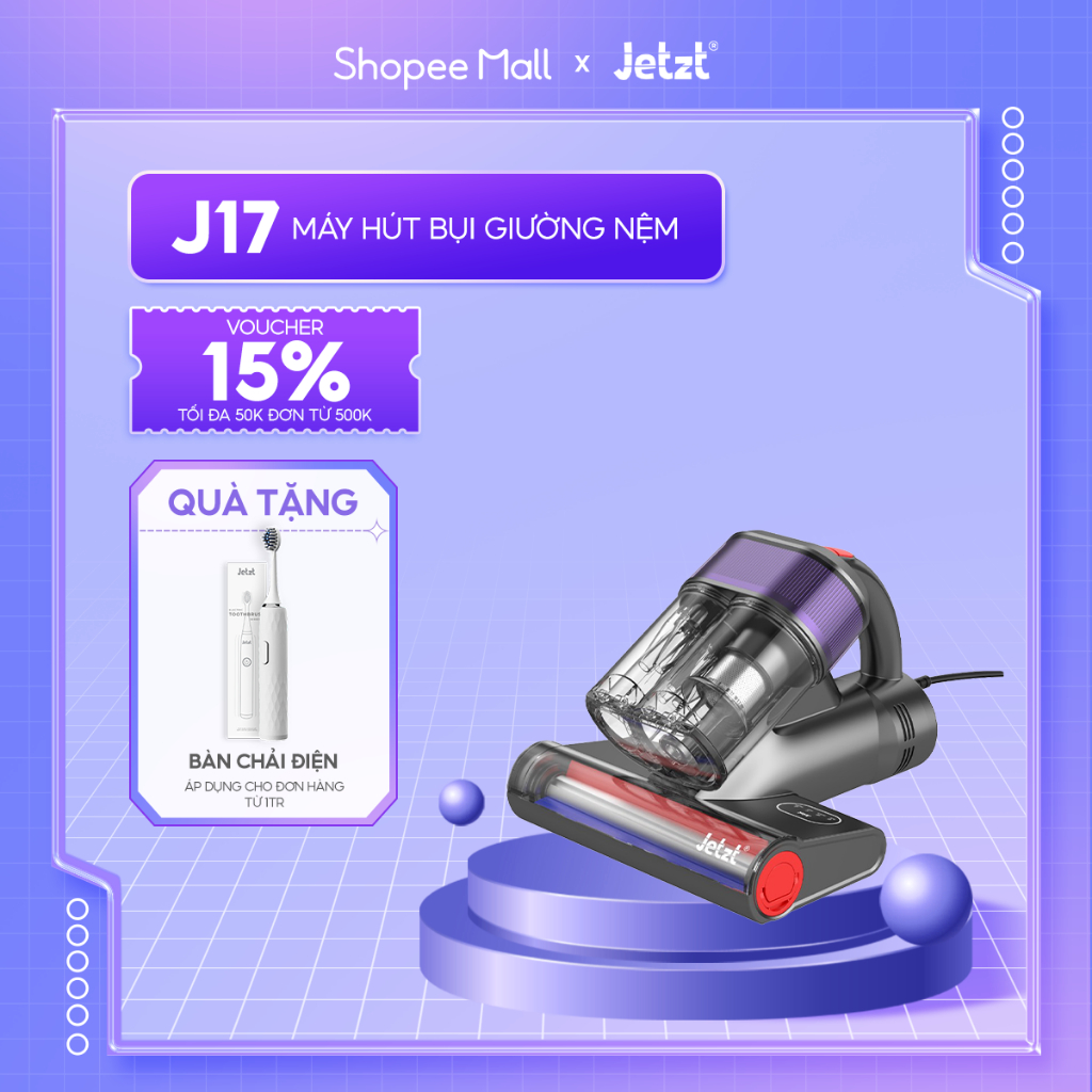 Máy hút bụi giường đệm diệt khuẩn UV JETZT J17, tặng kèm viên nén thơm