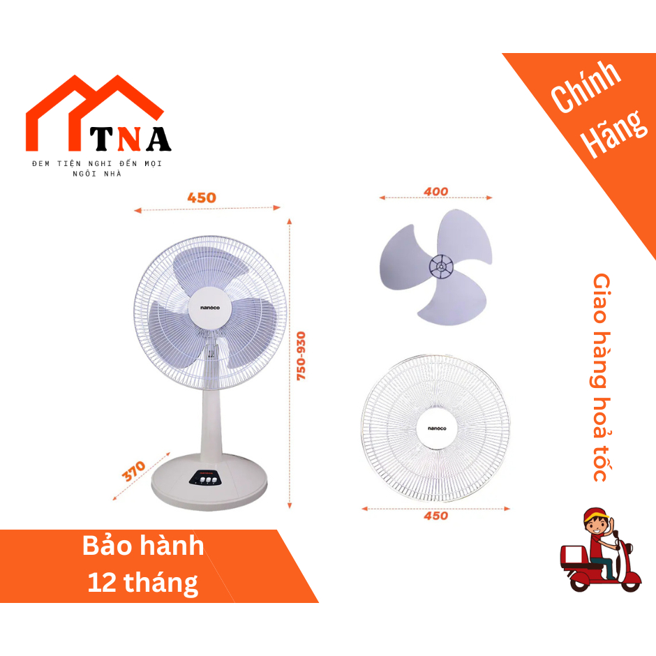 Quạt lửng Nanoco model NLF1623 (màu xanh, màu beige - 3 chế độ gió - công suất 47W)