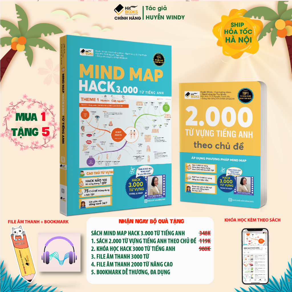COMBO 2 Sách  3000 Từ vựng tiếng Anh MINDMAP + 2000 Từ vựng Tiếng Anh - TẶNG KÈM KHOÁ HỌC CHI TIẾT t
