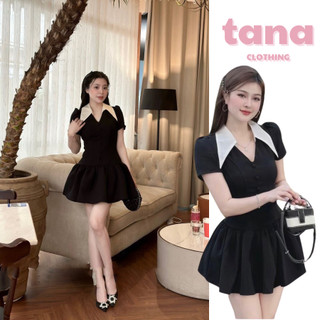  Đầm nữ thiết kế TANA  cổ đức chiết eo tiểu thư  Váy sơ mi phối cổ khuy bọc chất tuyết mưa  HÀNG CAO CẤP  