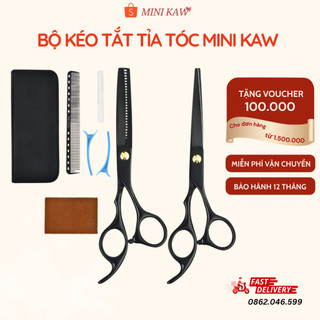Bộ Đôi Kéo Cắt Tỉa KAW Kèm 8 Phụ Kiện - Thép Không Gỉ, Sơn Đen, Sử Dụng Trong Gia Đình