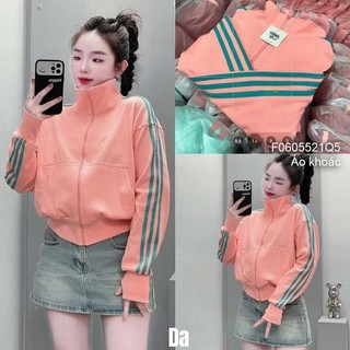 [Maysstore2020] Áo khoác thun gân tay dài khóa kéo phối viền 0605