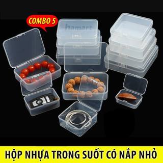 COMBO 5 Hộp Nhựa Có Nắp Trong Suốt Mini Đựng Linh Phụ Kiện Vật Dụng Nhỏ Đinh Vít Tiện Lợi