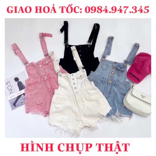 (XẢ KHO) Quần yếm Jean nữ lai tua cá tính-Yếm Jean Short Rách Đùi (kèm video, ảnh thật)