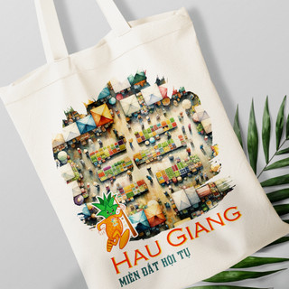 Túi canvas, túi vải bố in hình du lịch Hậu Giang