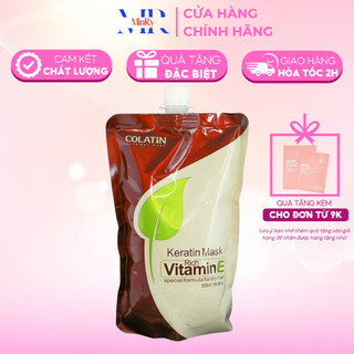 Hấp túi Colatin phục hồi tóc hư tổn Vitamin E Keratin Mask 500ml, mềm mại và mượt mà | HAIRSHOP MINRY