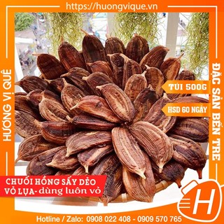 Chuối Hồng Sấy Dẻo Vỏ Lụa - Túi Hút Chân Không 500g - Đặc Sản Bến Tre