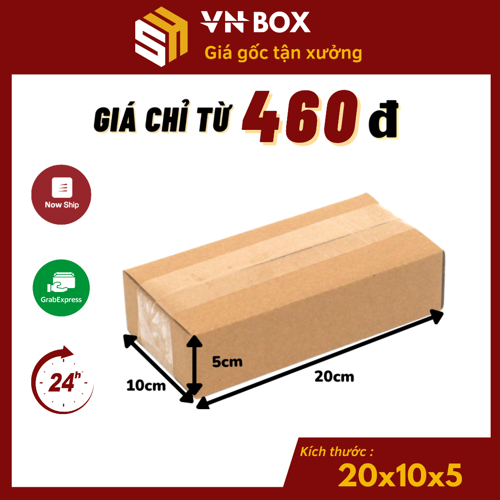 20x10x5 Combo 100 Hộp carton đóng hàng hộp giấy ship cod gói hàng mỹ phẩm giá gốc tận xưởng - VN Box
