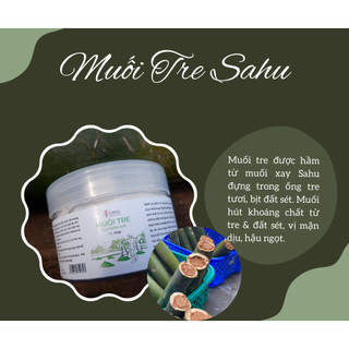 Muối tre SAHU hũ 300g muối biển tự nhiên nung ống tre, muối mịn nguyên chất
