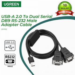 Cáp chuyển USB to 2 RS232 Ugreen 30769 US229 (USB 2.0 to 2 com 9 chân Male - Male,dài 1,5met)