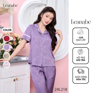 Bộ Ngủ Đồ Bộ Mặc Nhà Chất Liệu Lụa Cao Cấp Áo Cộc Quần Dài Mềm Mịn Mát Pijama Leanabe Homewear 24V21