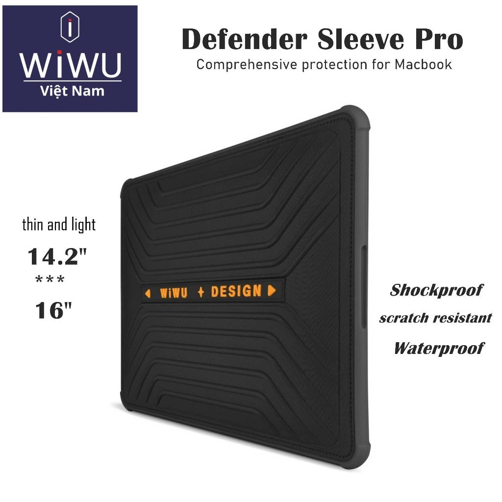 WIWU Defender Sleeve Pro - Bao da chống sốc cho laptop, Macbook 14.2/16 inch mỏng siêu nhẹ chống thấm nước, lót lông cừu