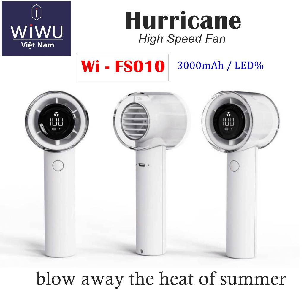 WIWU Hurricane High Speed Fan Wi-FS010 - Quạt tích điện cầm tay nhiều chế độ gió siêu mát dung lượng