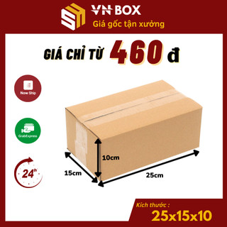 25x15x10 Combo 10 Hộp carton đóng hàng hộp gói hàng đựng phụ kiện dầu gội mỹ phẩm giá xưởng - VN Box