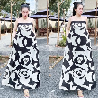 Đầm Váy Nữ 2 Dây Họa Tiết Hoa Lớn Nhẹ Nhàng Xinh Xắn Phù Hợp Mặc Hằng Ngày, Đi Làm, Đi Chơi