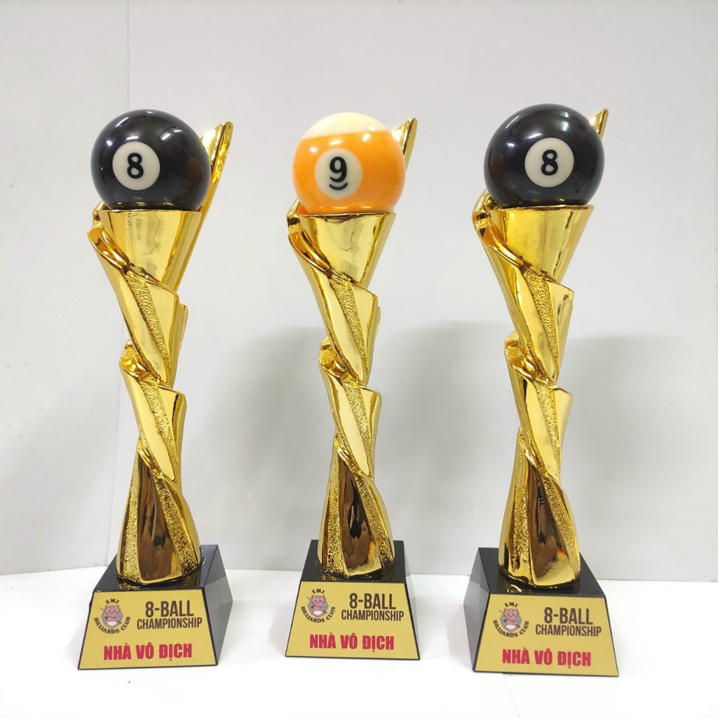 Cúp Bida (Billiards) Nhiều Mẫu Đẹp cho các Giải đấu (Ib nhận báo giá)