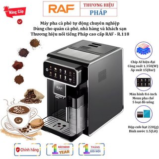 Máy pha cà phê tự động thương hiệu pháp raf r.118, áp suất bơm 15 bar, pha chế 5 đồ uống