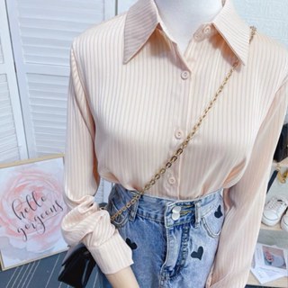  Áo sơ mi nữ thiết kế lụa sọc cao cấp chất liệu mềm mát dáng cơ bản basic LAMO-B1271 