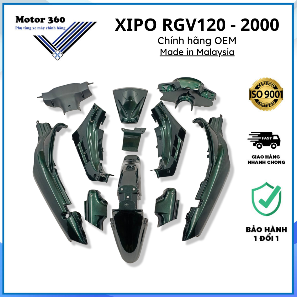 Bộ ốp (Dàn áo) Suzuki Xipo RGV120 - 2000 (đủ màu - Bợ cổ đen) - Chính hãng OEM - Malay