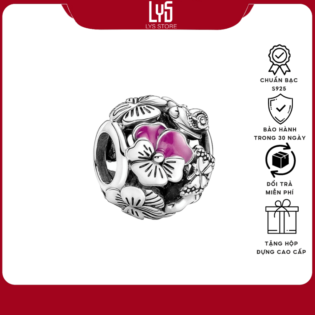 Charm bạc nữ Lys Pansy Flower Friends -1391