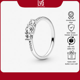 Nhẫn bạc nữ lys clear three-stone ring 8072 fullbox - nhẫn bạc nữ bạc s925
