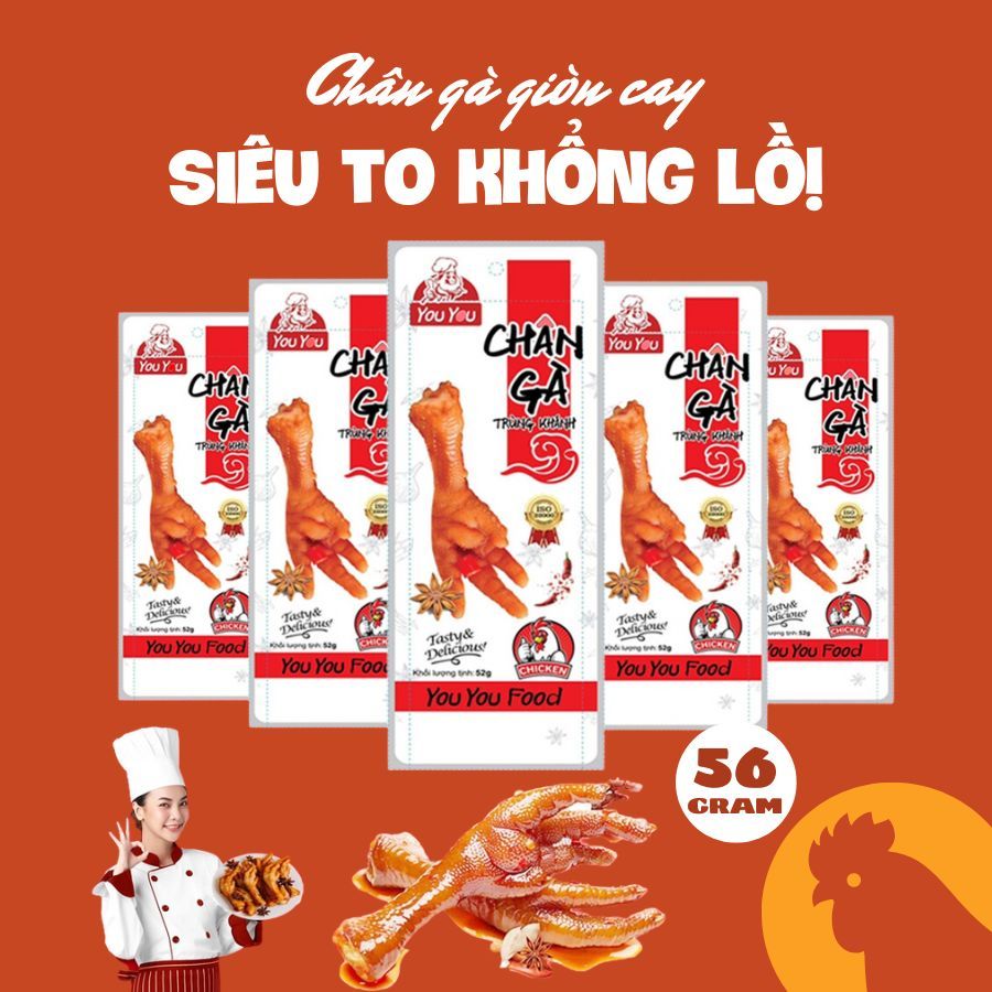 [Flash sale] Chân gà YOUYOU gói 56g - Chân gà Trùng Khánh giòn cay ăn vặt kiểu Trung hot trend