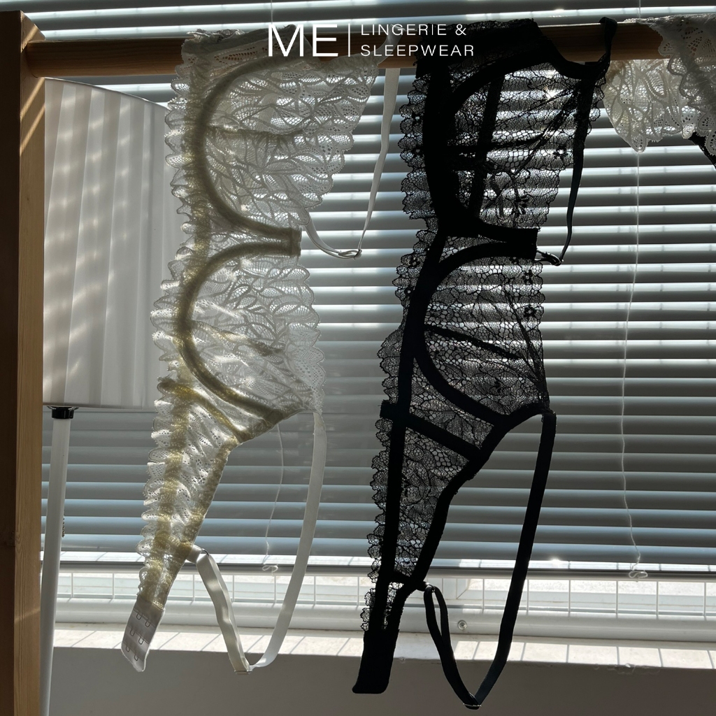 Áo lót ren có gọng quả chéo không mút không lót mỏng gợi cảm có móc lưng và tăng đưa điều chỉnh Melingerie &Sleepwear