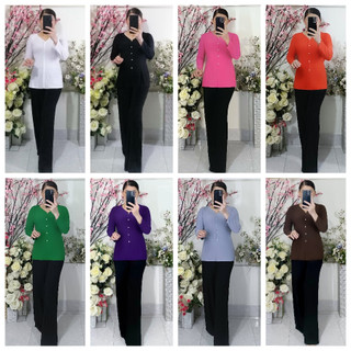 Bộ Lẻ_AM1 (Áo Bà Ba Màu Trơn + Quần Đen Ống Rộng) -- Bảng Màu 1