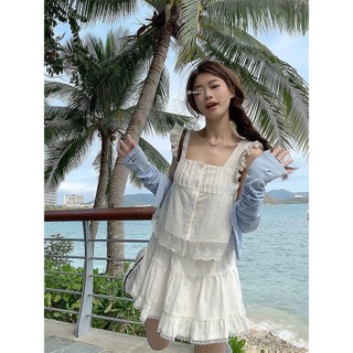 Set áo babydoll tay tiên viền bèo + chân váy viền ren